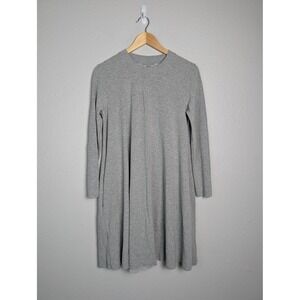 COS Sweater Dress Womens Medium Gray Long Sleeve Swing Trapeze Knit Pockets